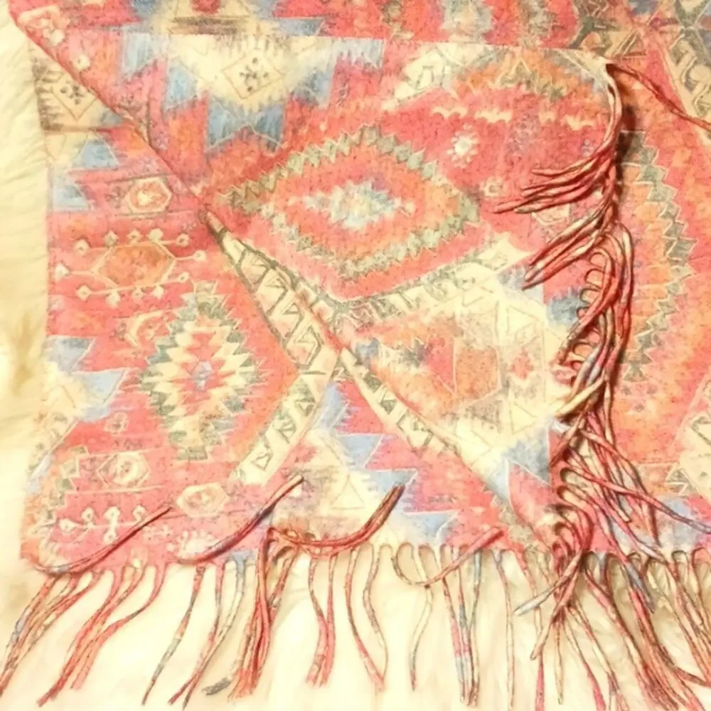 Cashminx‎ Designer Scarf PINK Aztec Geometric Paisley SOFT Barbiecore Germany